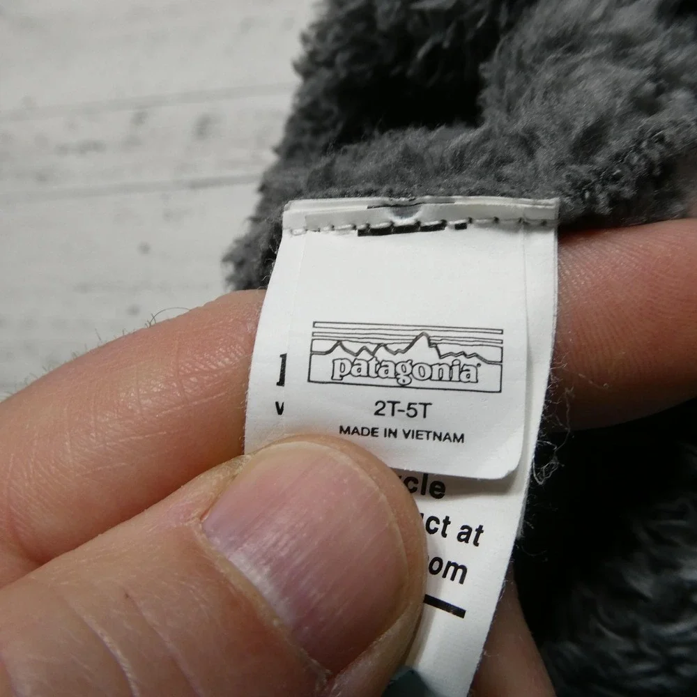 Patagonia Hat Beanie One Size Gray Fleece Bear Ears Toddler Boys Winter